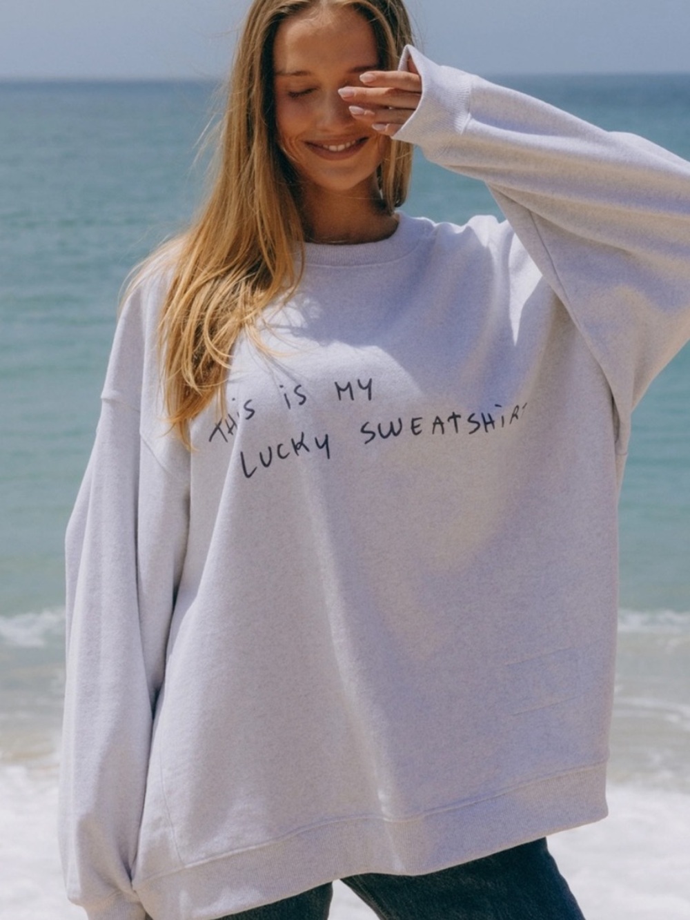 Daily Drills Oversized Lucky Crew - Heather Grey with Lélu Patch Size XS/S NWOT